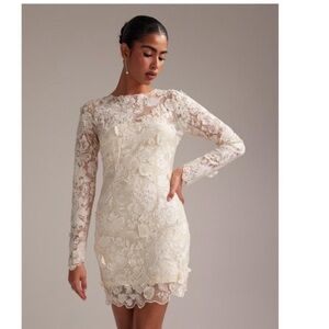 ASOS Cream Long Sleeve Bodycon Dress